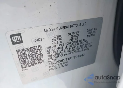 2023 Chevrolet Malibu Fwd 1Lt из США, поврежденный, VIN 1G1ZD5ST1PF204547